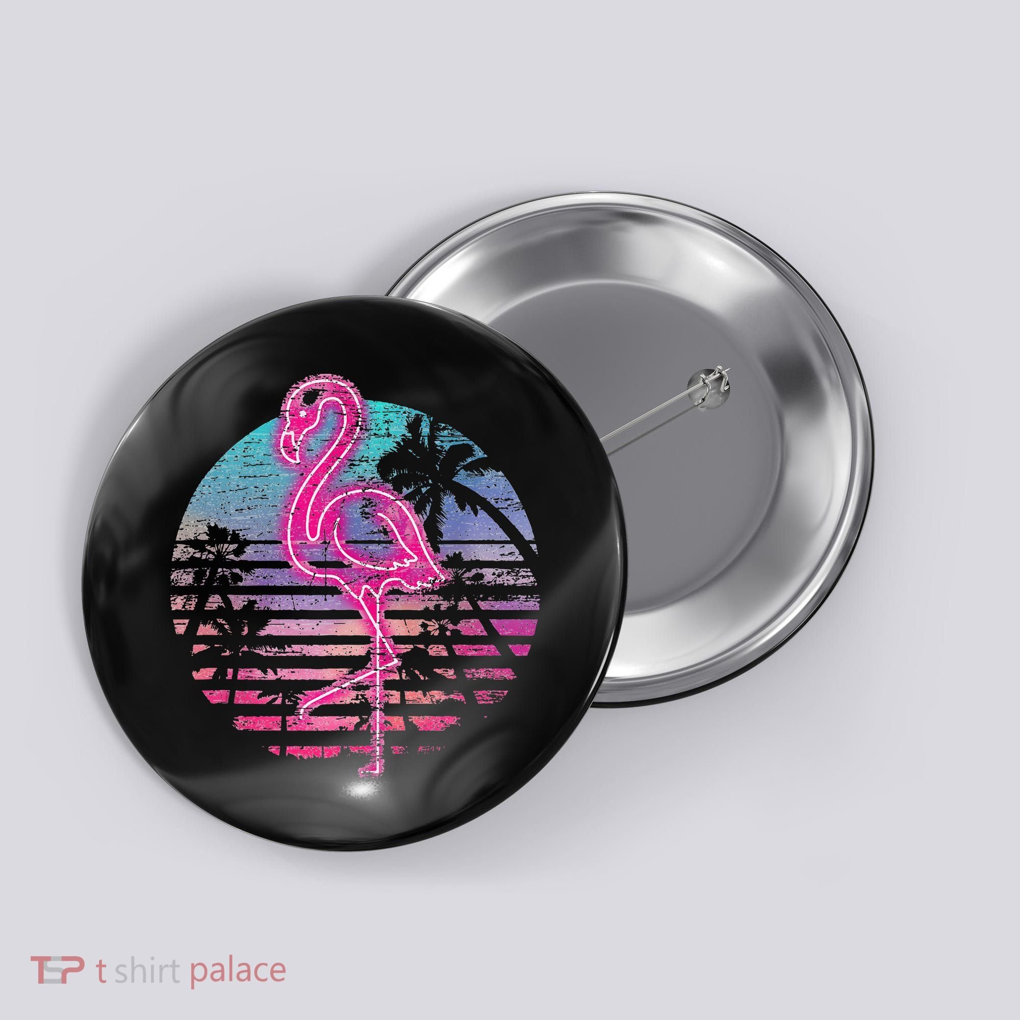 Retro Tropic Flamingo Button