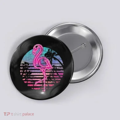 Retro Tropic Flamingo Button