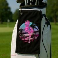 Retro Tropic Flamingo Golf Towel thumb 2