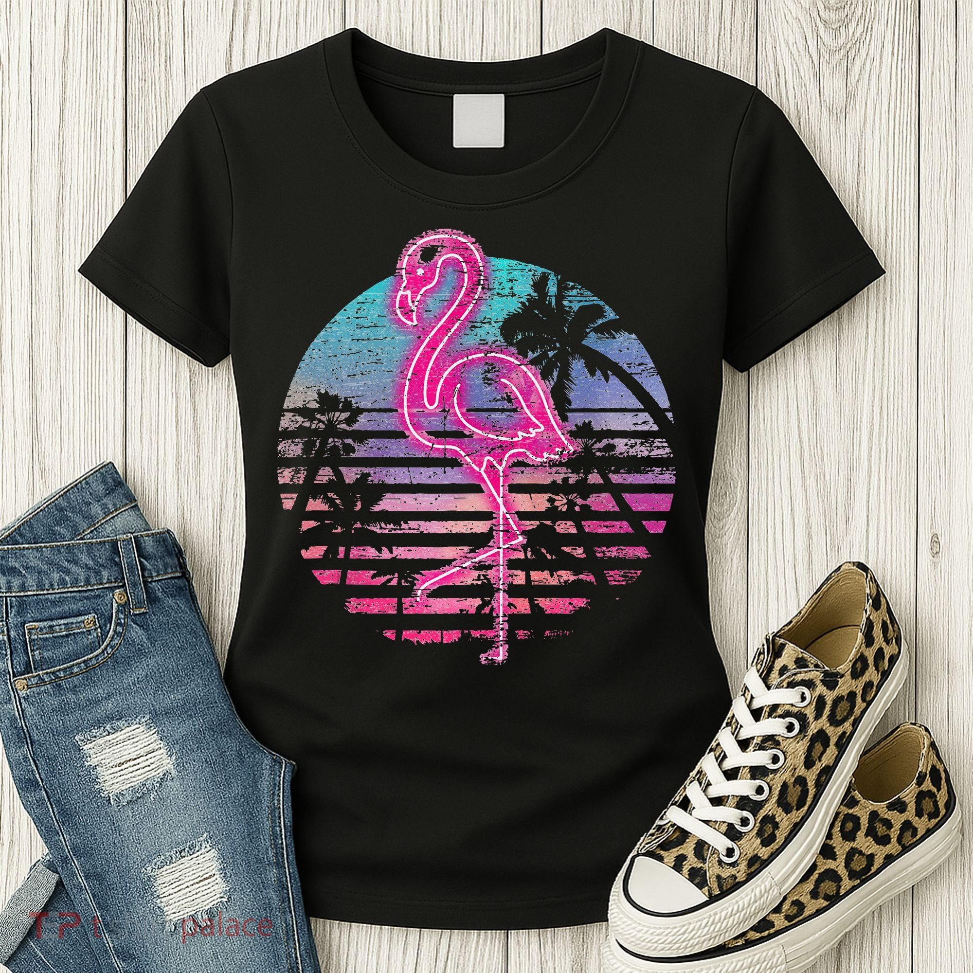 Retro Tropic Flamingo Women's T-Shirt