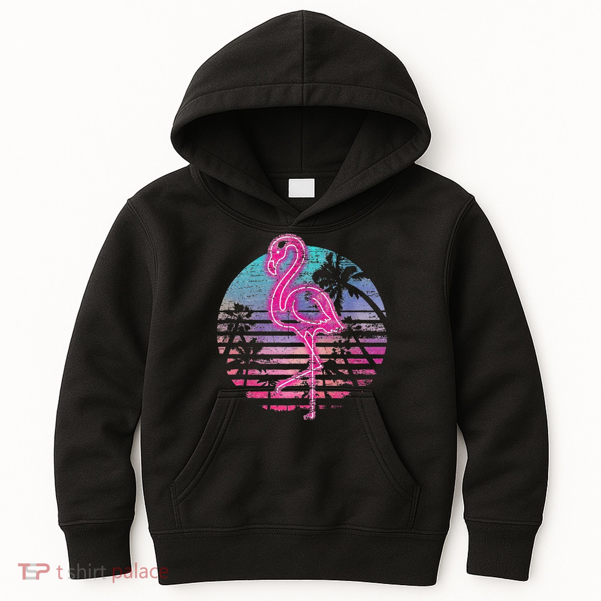 Retro Tropic Flamingo Kids Hoodie