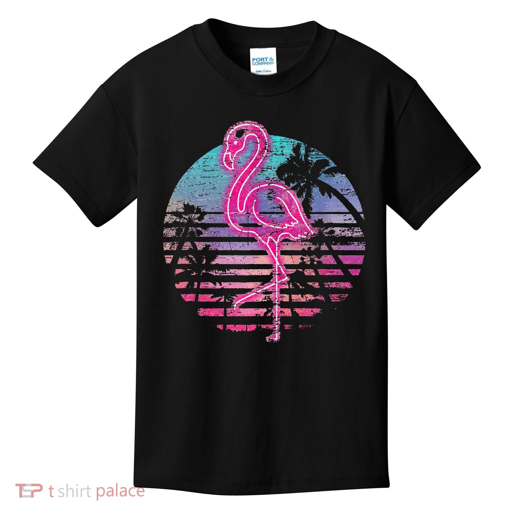 Retro Tropic Flamingo Kids T-Shirt