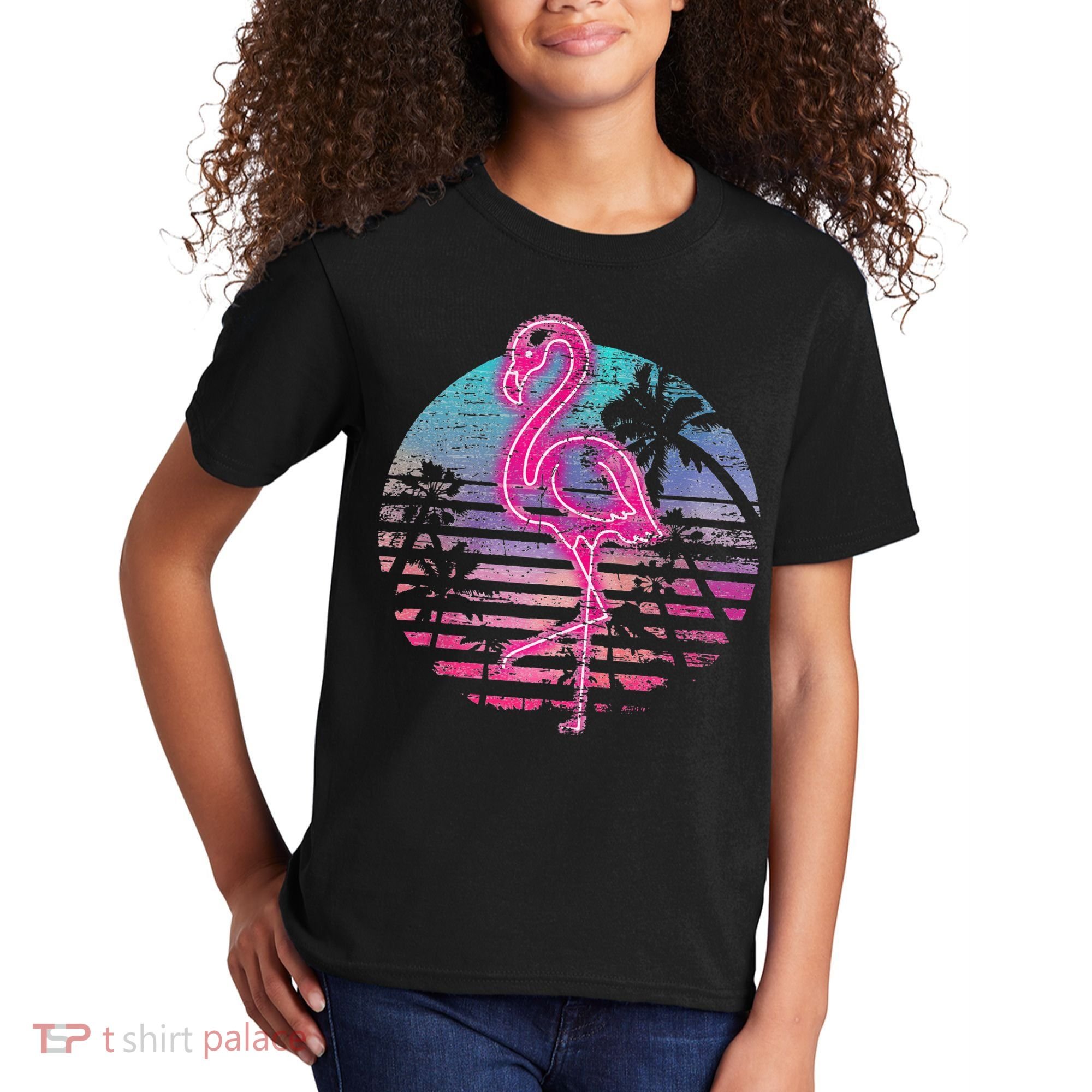 Retro Tropic Flamingo Kids T-Shirt