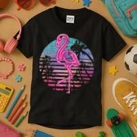 Retro Tropic Flamingo Kids T-Shirt thumb 3