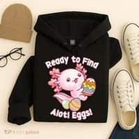 Ready To Find Alotl Eggs! Cute Axolotl Anime Kawaii Easter Hoodie thumb 4