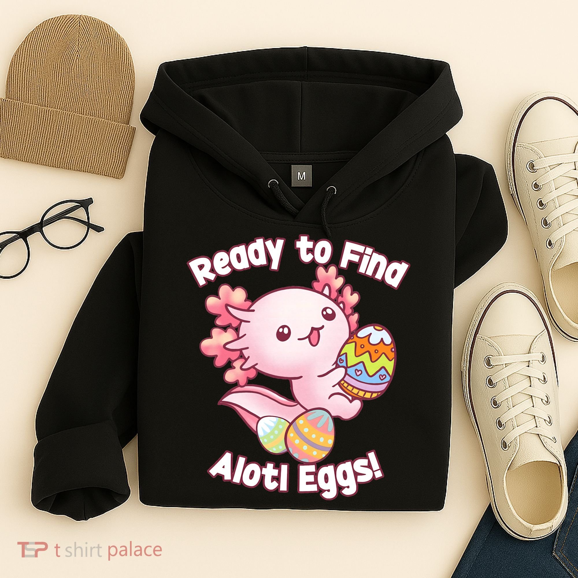 Ready To Find Alotl Eggs! Cute Axolotl Anime Kawaii Easter Hoodie