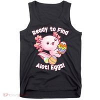 Ready To Find Alotl Eggs! Cute Axolotl Anime Kawaii Easter Tank Top thumb 0