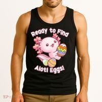 Ready To Find Alotl Eggs! Cute Axolotl Anime Kawaii Easter Tank Top thumb 3