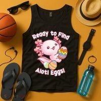 Ready To Find Alotl Eggs! Cute Axolotl Anime Kawaii Easter Tank Top thumb 4