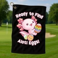 Ready To Find Alotl Eggs! Cute Axolotl Anime Kawaii Easter Golf Towel thumb 1