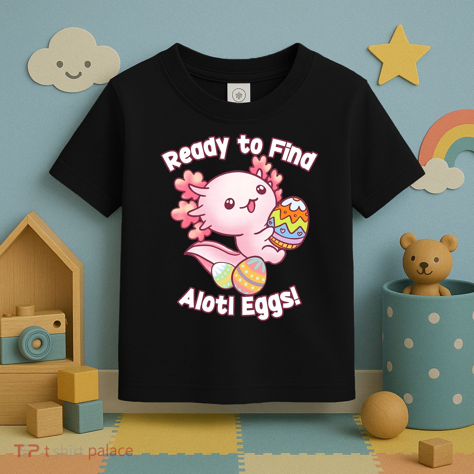 Ready To Find Alotl Eggs! Cute Axolotl Anime Kawaii Easter Toddler T-Shirt