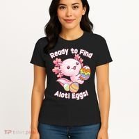 Ready To Find Alotl Eggs! Cute Axolotl Anime Kawaii Easter Women's T-Shirt thumb 4