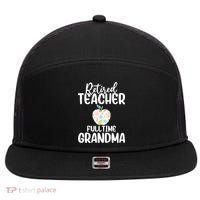 Retired Teacher Full Time Grandma Floral Cute Gift 7 Panel Mesh Trucker Snapback Hat thumb 0