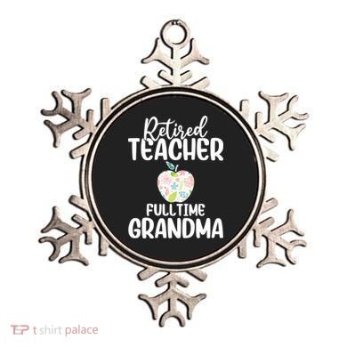 Retired Teacher Full Time Grandma Floral Cute Gift Ornament