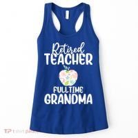 Retired Teacher Full Time Grandma Floral Cute Gift Women's Tank Top thumb 0