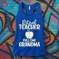 Retired Teacher Full Time Grandma Floral Cute Gift Women's Tank Top thumb 3