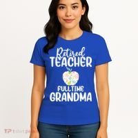 Retired Teacher Full Time Grandma Floral Cute Gift Women's T-Shirt thumb 4