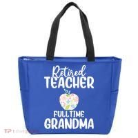Retired Teacher Full Time Grandma Floral Cute Gift Tote Bag thumb 0