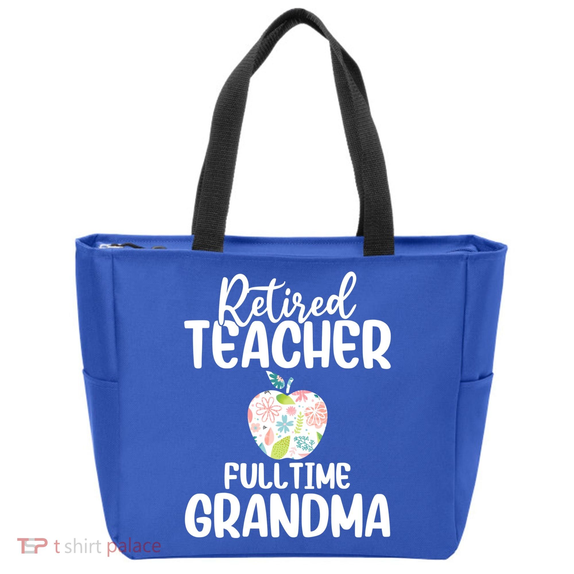 Retired Teacher Full Time Grandma Floral Cute Gift Tote Bag