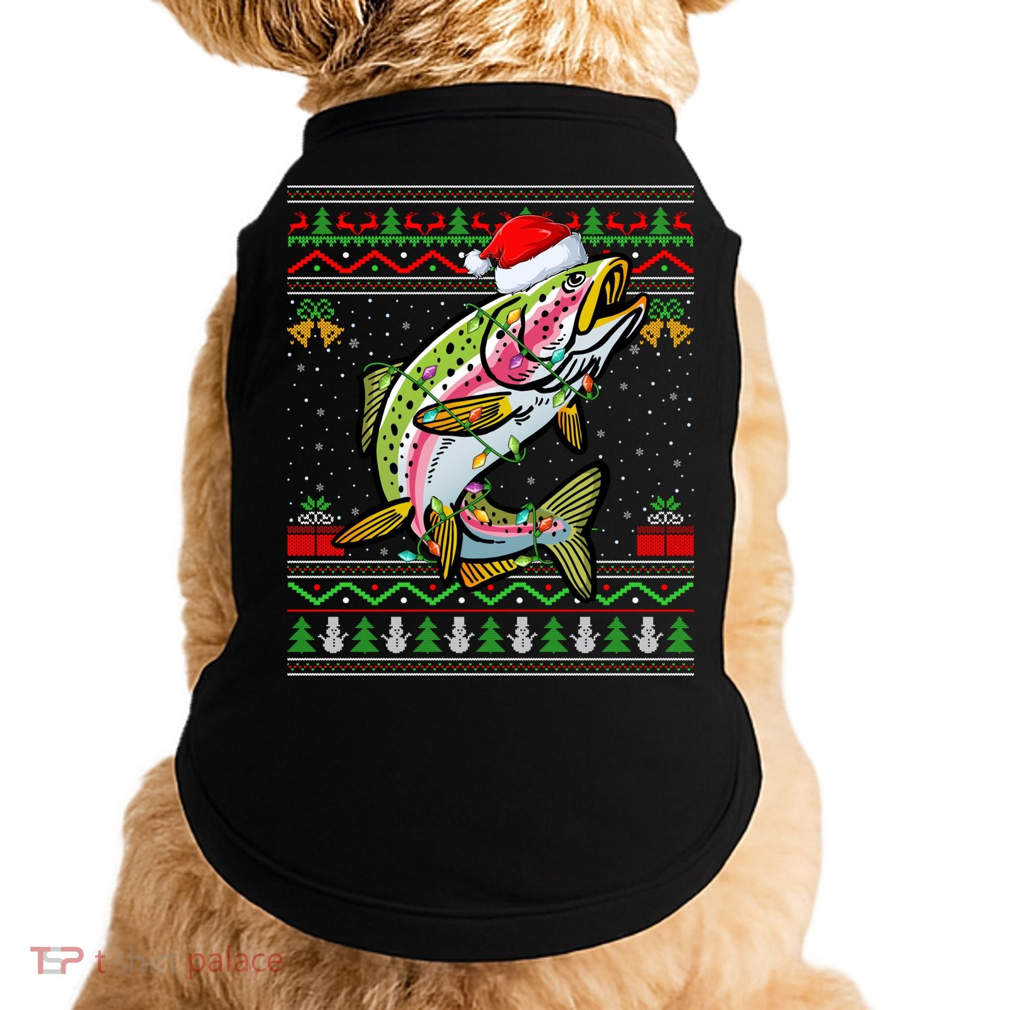 Rainbow Trout Fish Lover Santa Ugly Rainbow Trout Christmas Funny Gift Doggie Tank