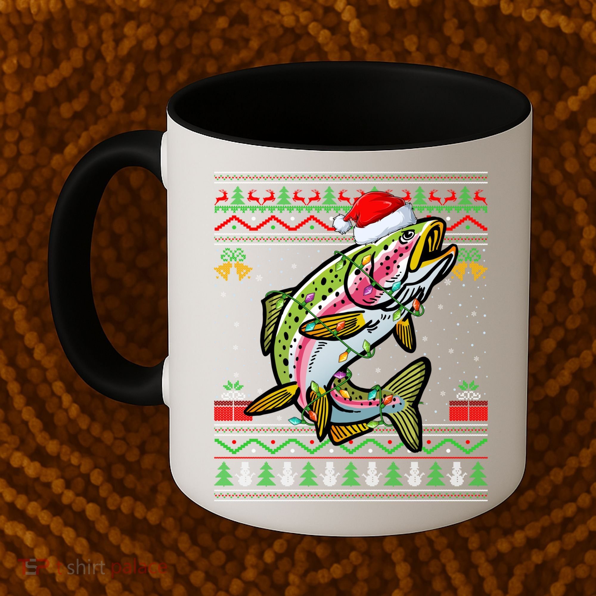 Rainbow Trout Fish Lover Santa Ugly Rainbow Trout Christmas Funny Gift Coffee Mug