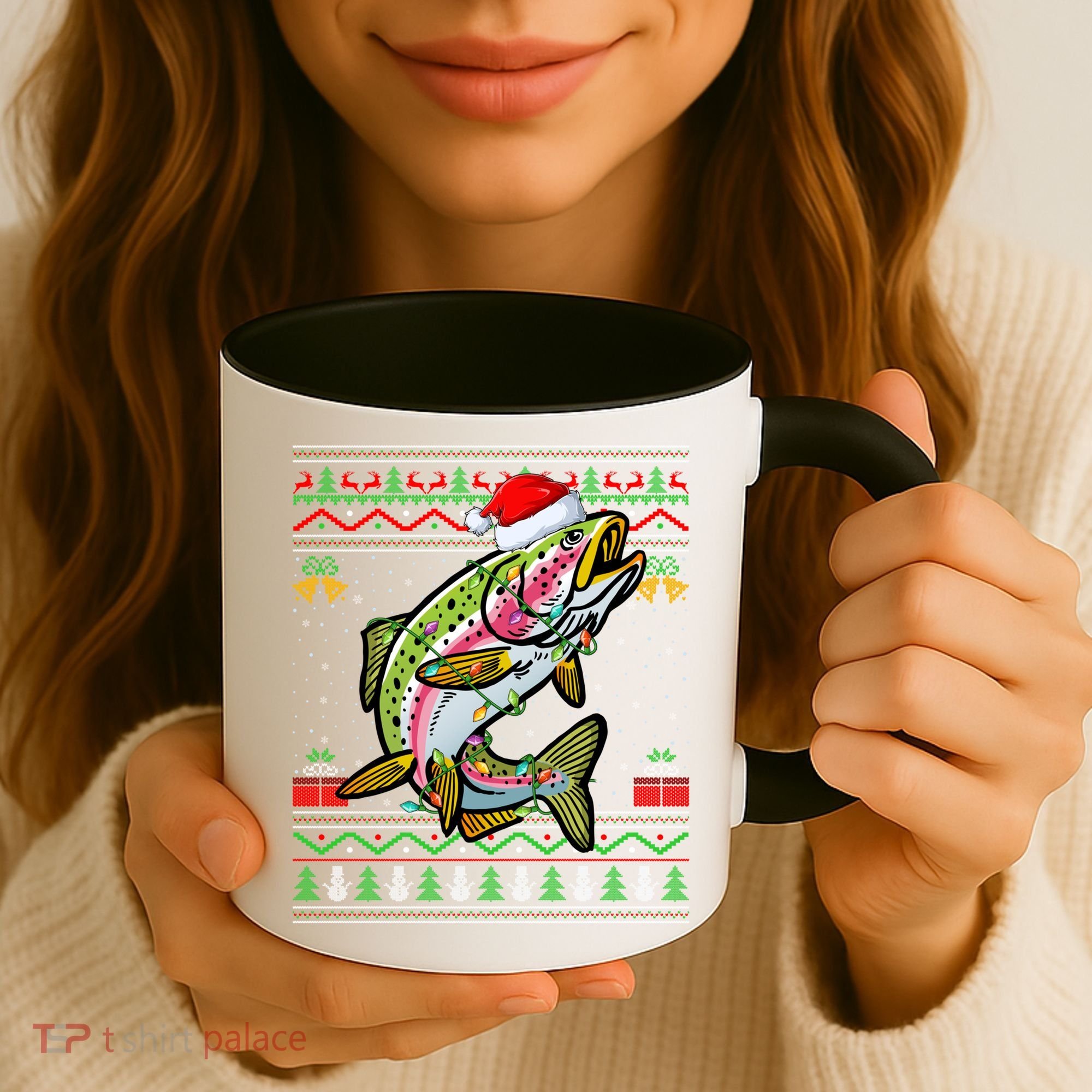 Rainbow Trout Fish Lover Santa Ugly Rainbow Trout Christmas Funny Gift Coffee Mug