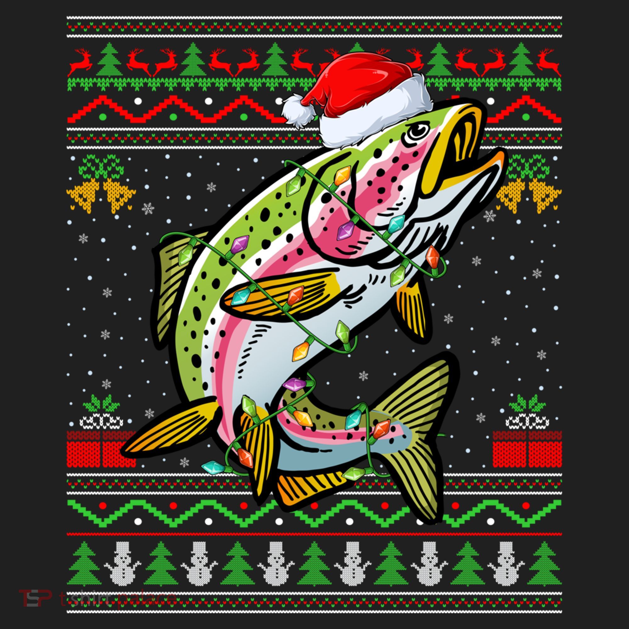 Rainbow Trout Fish Lover Santa Ugly Rainbow Trout Christmas Funny Gift Beanie