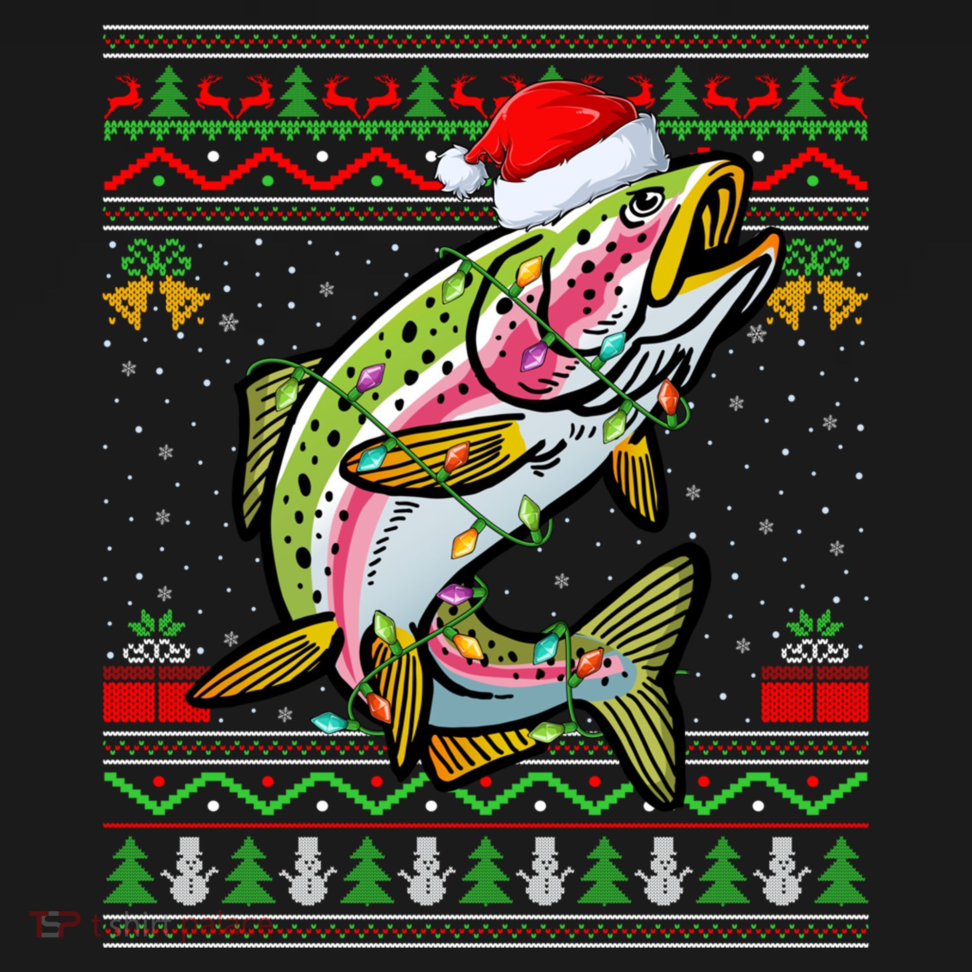 Rainbow Trout Fish Lover Santa Ugly Rainbow Trout Christmas Funny Gift Women's Hoodie