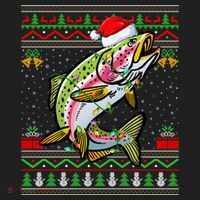 Rainbow Trout Fish Lover Santa Ugly Rainbow Trout Christmas Funny Gift Golf Towel thumb 3