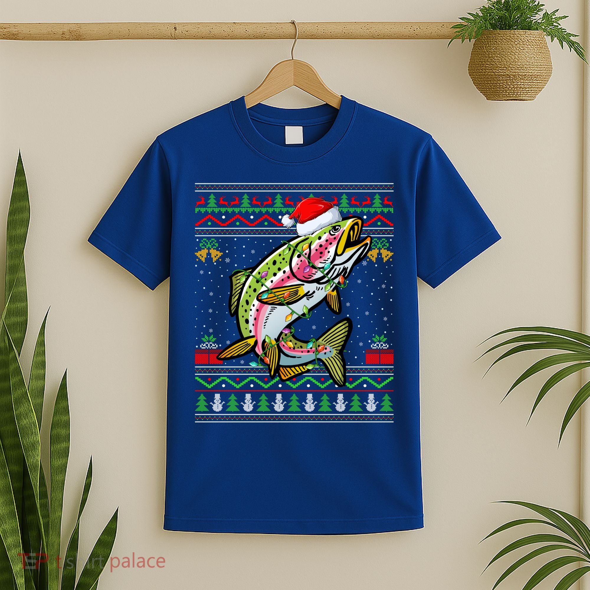 Rainbow Trout Fish Lover Santa Ugly Rainbow Trout Christmas Funny Gift T-Shirt