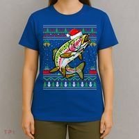 Rainbow Trout Fish Lover Santa Ugly Rainbow Trout Christmas Funny Gift T-Shirt thumb 4