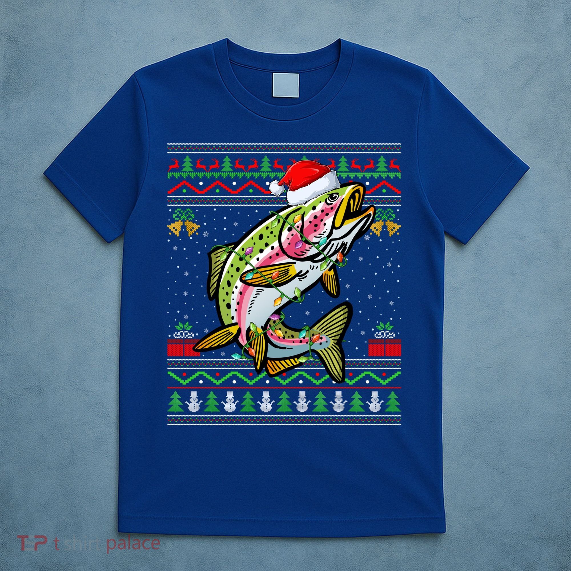 Rainbow Trout Fish Lover Santa Ugly Rainbow Trout Christmas Funny Gift T-Shirt