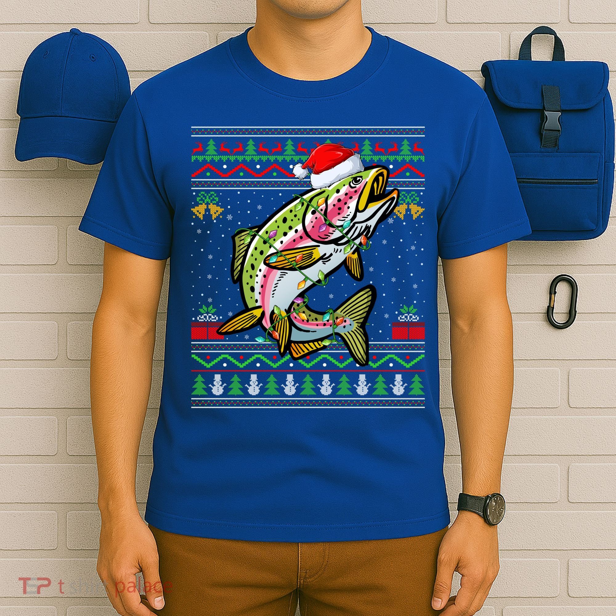 Rainbow Trout Fish Lover Santa Ugly Rainbow Trout Christmas Funny Gift T-Shirt