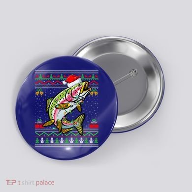 Rainbow Trout Fish Lover Santa Ugly Rainbow Trout Christmas Funny Gift Button