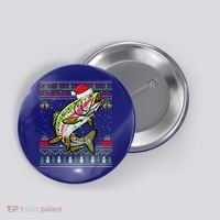 Rainbow Trout Fish Lover Santa Ugly Rainbow Trout Christmas Funny Gift Button thumb 0