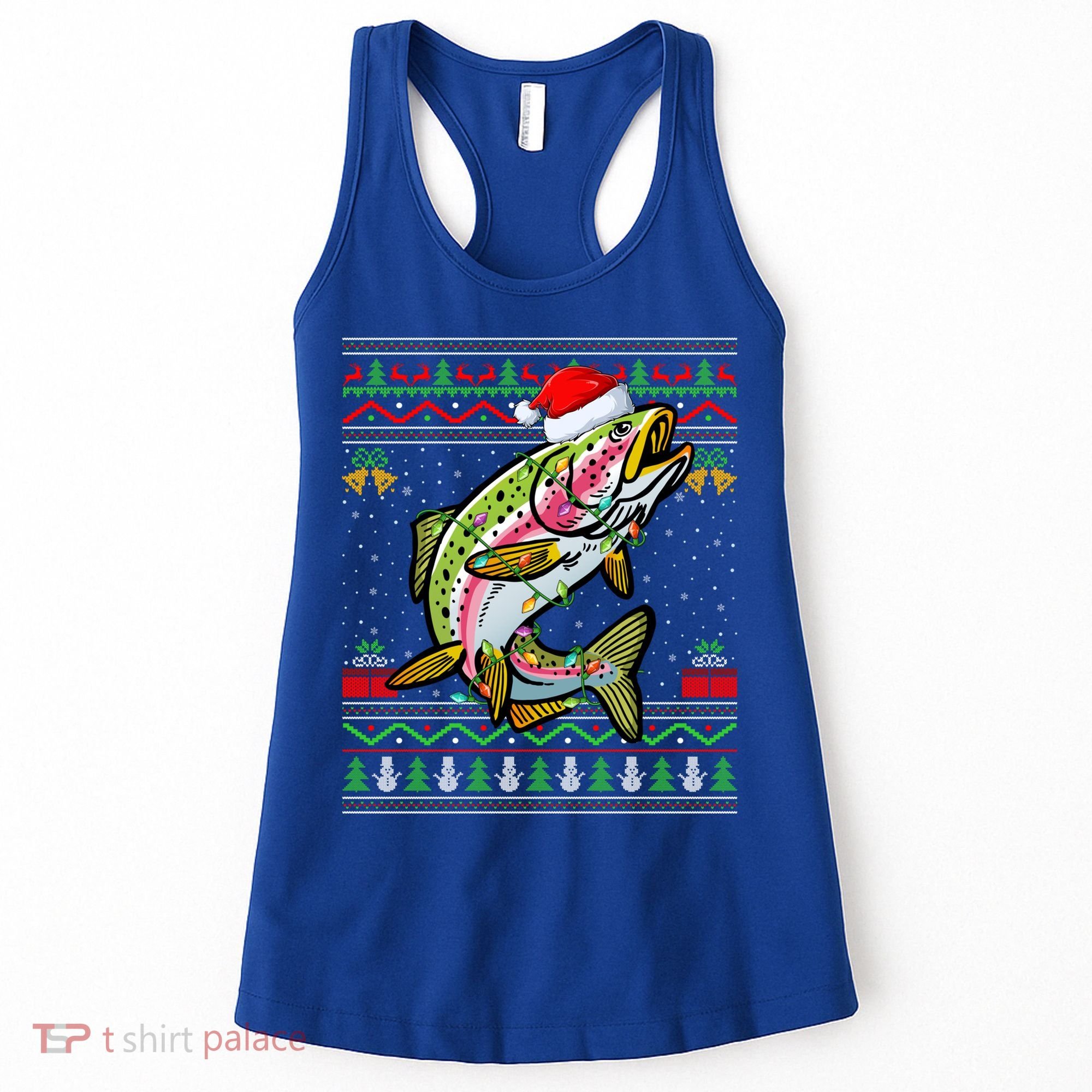 Rainbow Trout Fish Lover Santa Ugly Rainbow Trout Christmas Funny Gift Women's Tank Top