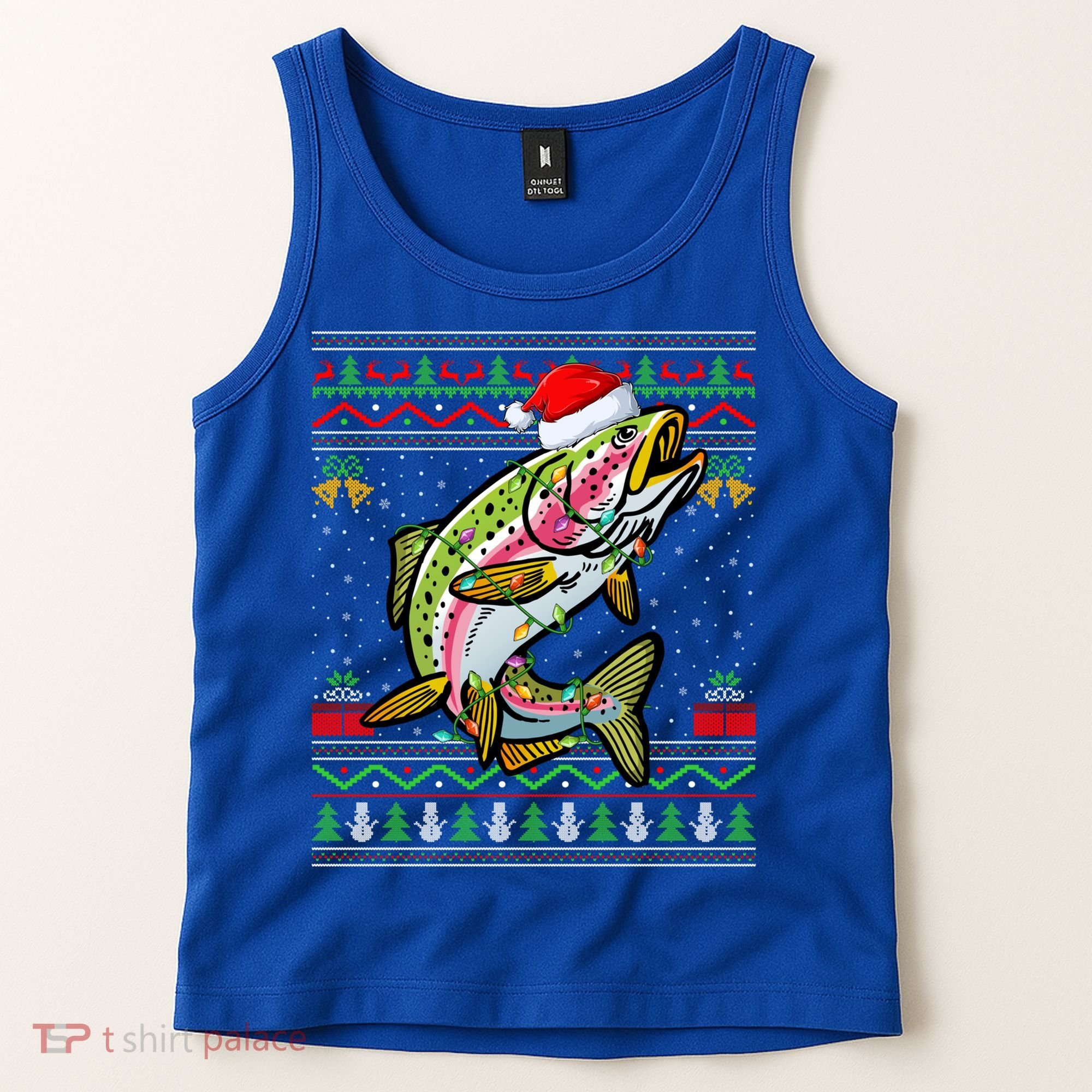 Rainbow Trout Fish Lover Santa Ugly Rainbow Trout Christmas Funny Gift Tank Top