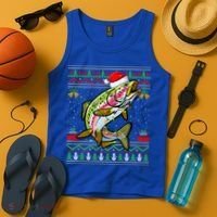 Rainbow Trout Fish Lover Santa Ugly Rainbow Trout Christmas Funny Gift Tank Top thumb 4