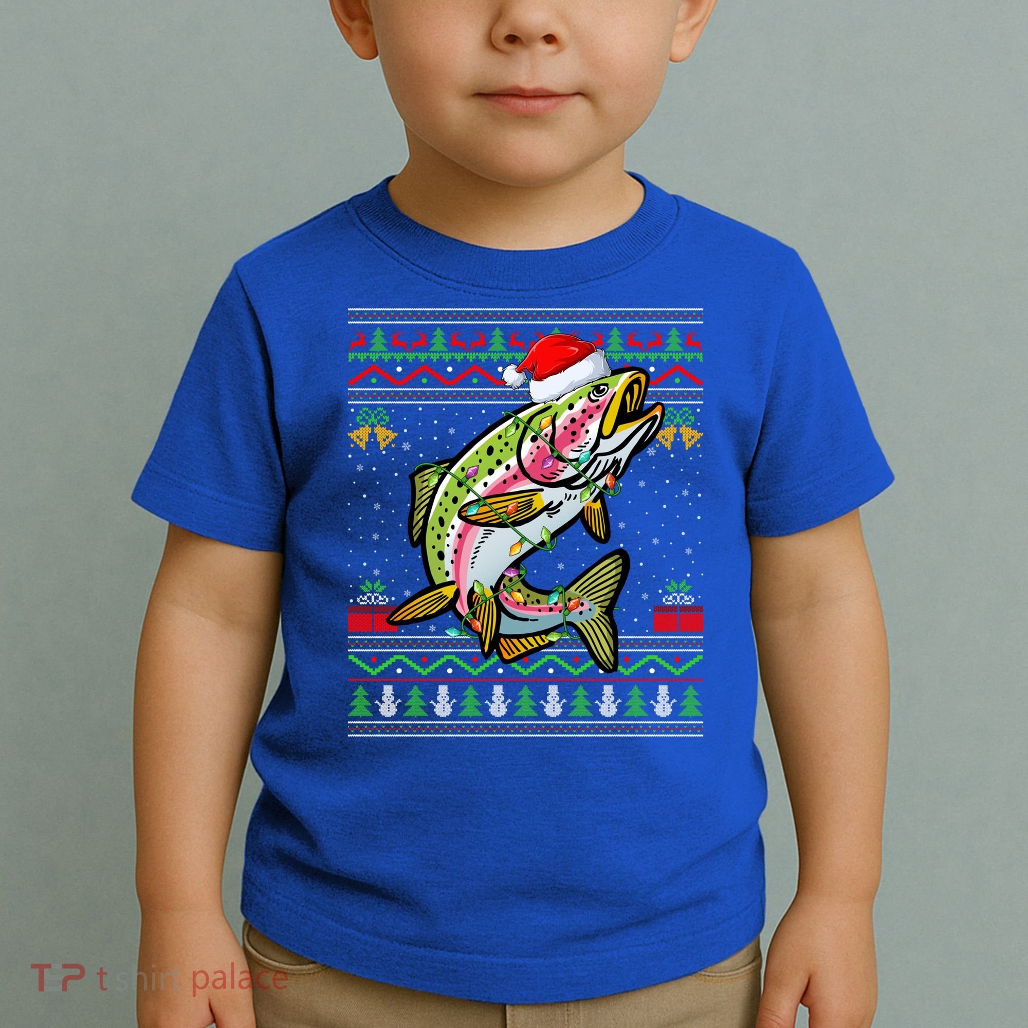 Rainbow Trout Fish Lover Santa Ugly Rainbow Trout Christmas Funny Gift Toddler T-Shirt