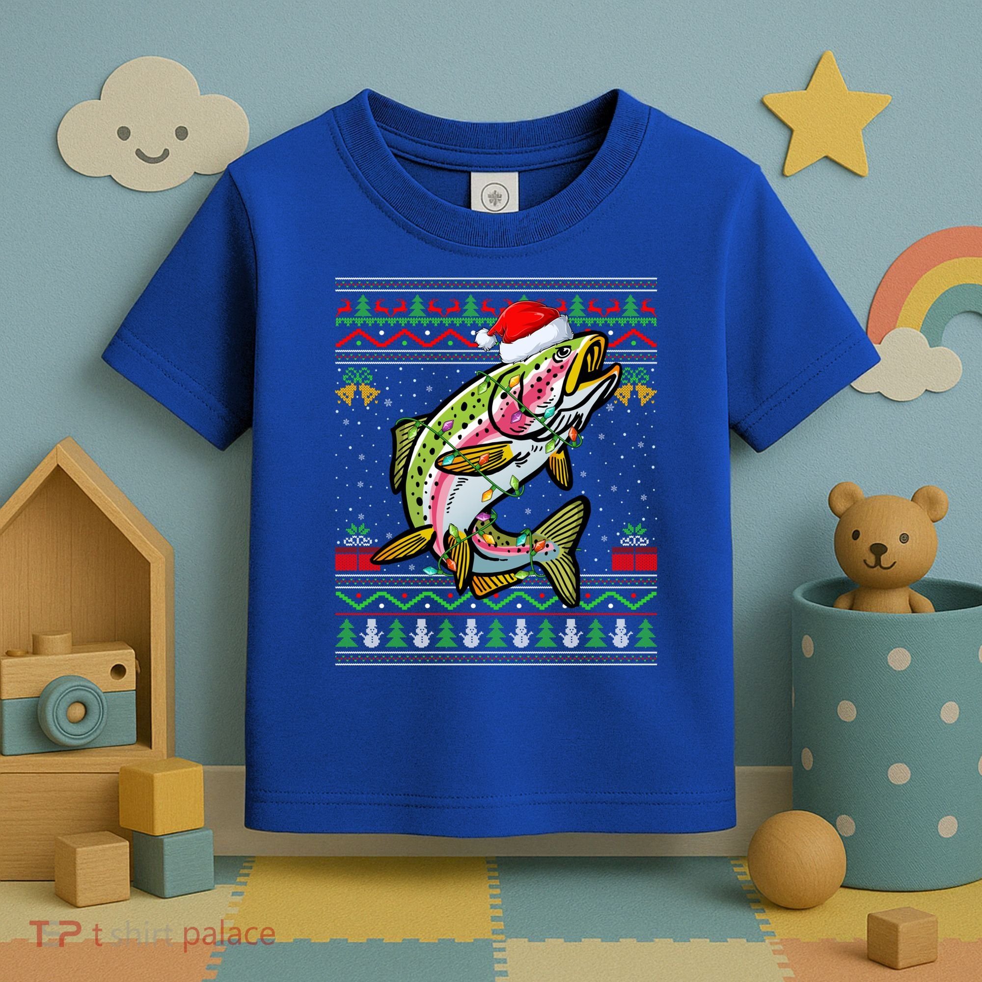 Rainbow Trout Fish Lover Santa Ugly Rainbow Trout Christmas Funny Gift Toddler T-Shirt