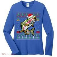 Rainbow Trout Fish Lover Santa Ugly Rainbow Trout Christmas Funny Gift Women's Long Sleeve Shirt thumb 0