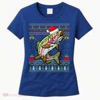 Rainbow Trout Fish Lover Santa Ugly Rainbow Trout Christmas Funny Gift Women's T-Shirt thumb 0