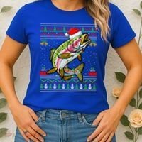 Rainbow Trout Fish Lover Santa Ugly Rainbow Trout Christmas Funny Gift Women's T-Shirt thumb 2