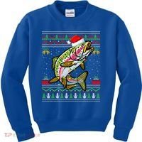 Rainbow Trout Fish Lover Santa Ugly Rainbow Trout Christmas Funny Gift Kids Sweatshirt thumb 0
