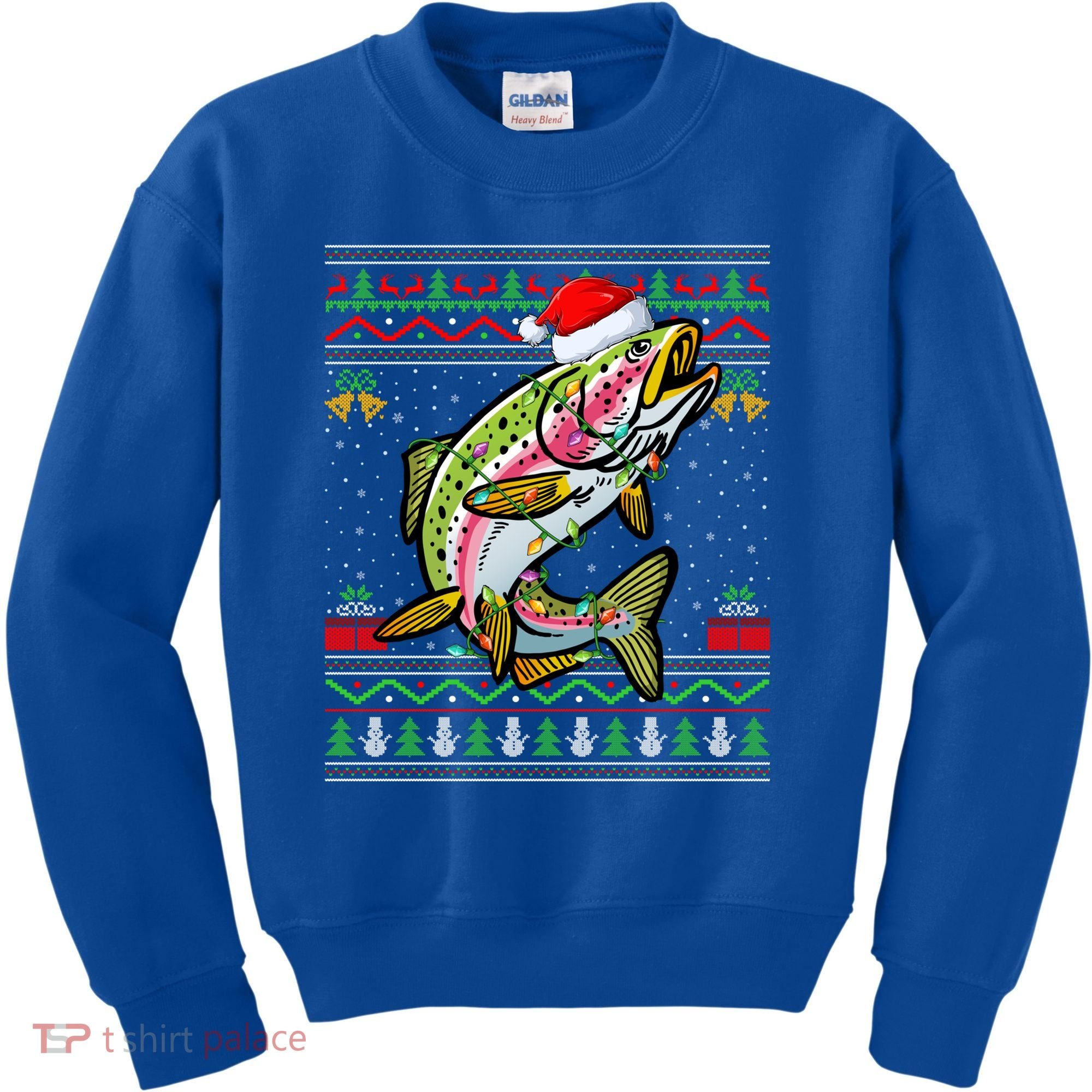 Rainbow Trout Fish Lover Santa Ugly Rainbow Trout Christmas Funny Gift Kids Sweatshirt