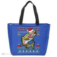 Rainbow Trout Fish Lover Santa Ugly Rainbow Trout Christmas Funny Gift Tote Bag thumb 0