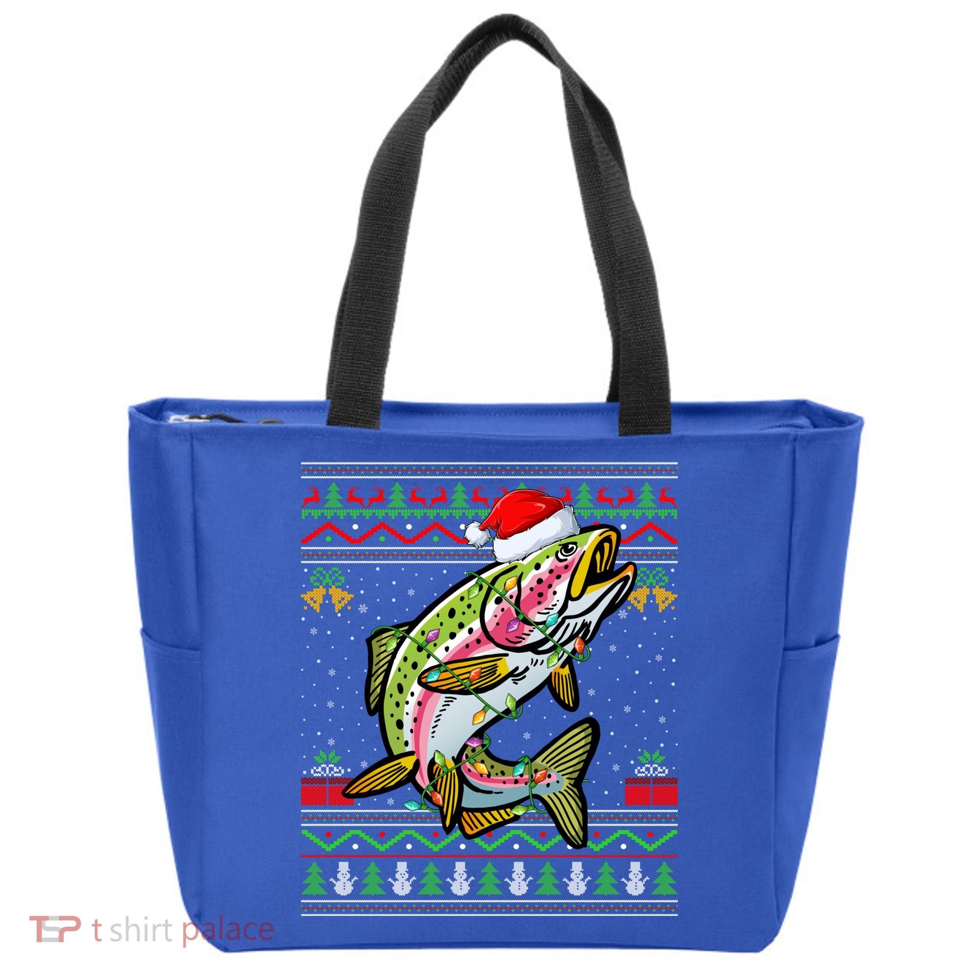 Rainbow Trout Fish Lover Santa Ugly Rainbow Trout Christmas Funny Gift Tote Bag