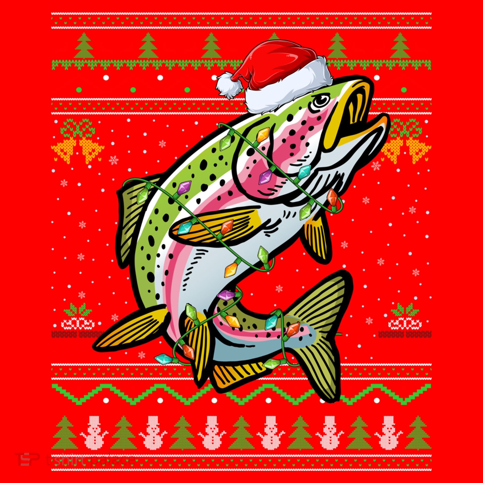 Rainbow Trout Fish Lover Santa Ugly Rainbow Trout Christmas Funny Gift Santa Hat