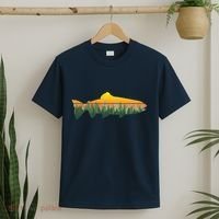 Retro Trout Fly Fishing Outdoor Nature Forest Fisherman T-Shirt thumb 2
