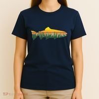 Retro Trout Fly Fishing Outdoor Nature Forest Fisherman T-Shirt thumb 4